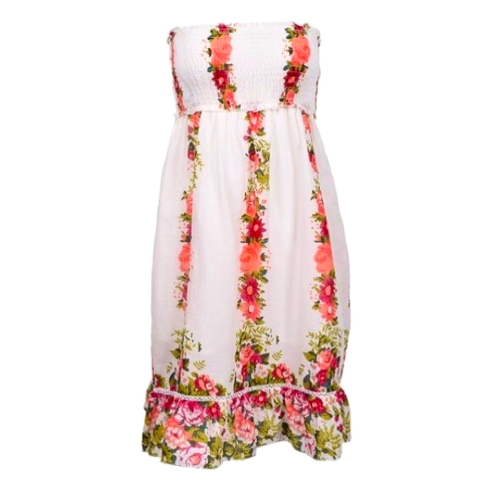 NWT White Floral Ruffle Hem Dress or Skirt, Sz. M
